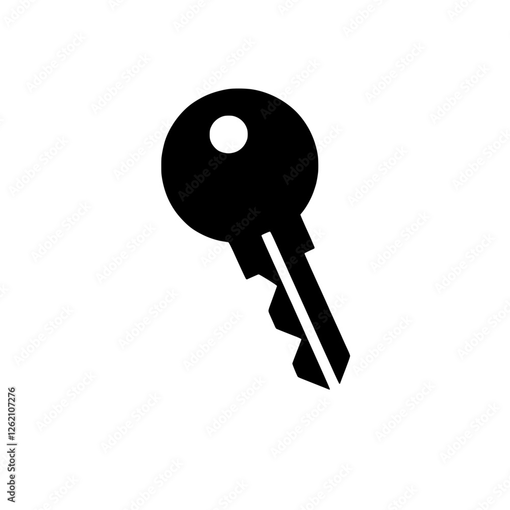 Poster simple key icon: a classic illustration of a simple key, perfect for representing access, security, 