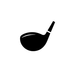 Golf Club Icon: A minimalist black and white vector illustration of a golf club, capturing the sleek design of a driver. The icon embodies the sport's precision and power.