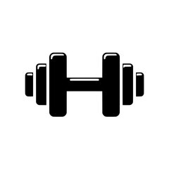 Strength Symbol: A bold and simple black dumbbell icon, perfect for use in gym graphics, fitness apps, or workout motivational content.  