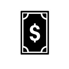 Dollar Bill Icon: A simple yet effective illustration of a dollar bill, featuring a bold dollar sign at its center.  Perfect for financial, economic, and business-related projects.