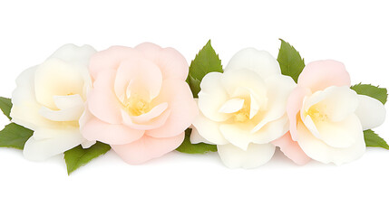 Fototapeta premium Elegant Pastel Camellias Displayed on a Seamless White Background in Floral Arrangement Style