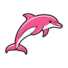 Obraz premium Cute Pink Dolphin Cartoon Illustration