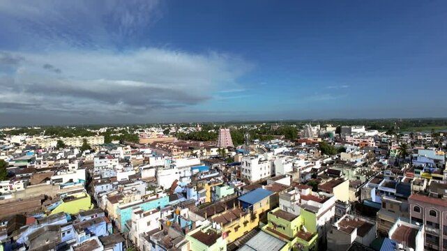 the drone footage of arulmigu nellaiappar kovil tirunelveli town tamilnadu