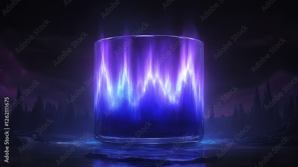 Poster enigmatic energy container illuminated in a dim environment a captivating display of light and shado