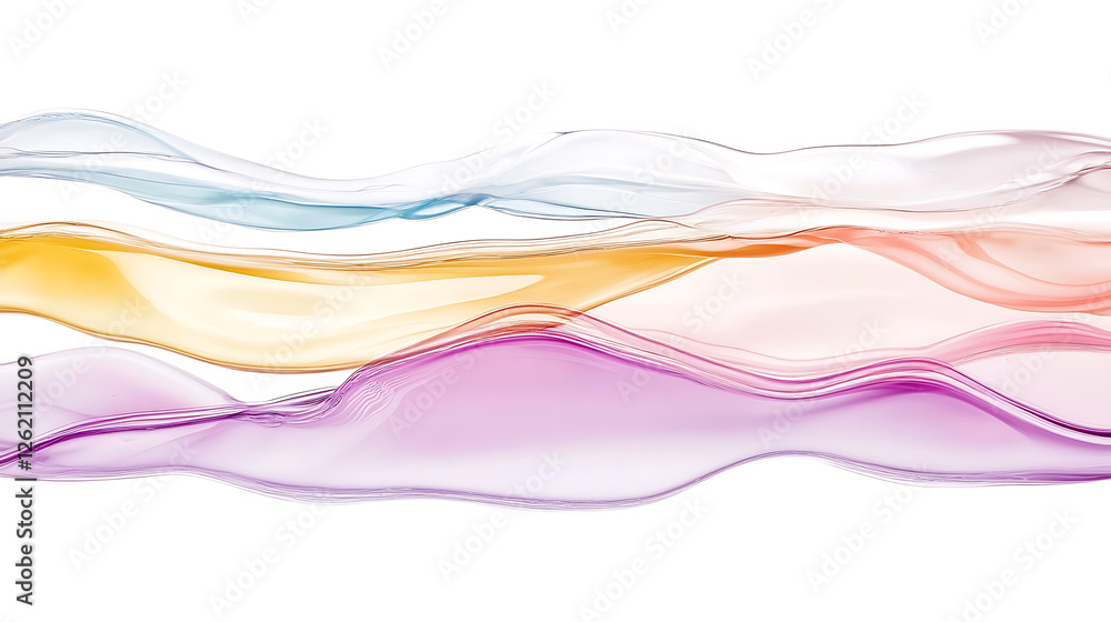 Poster ethereal abstract waves in spectrum of colors flowing serene liquid motion light and gentle transpar