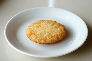 A Wheat Biscuit with a Crisp Texture on a Pristine White Plate.