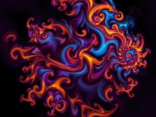 Fototapeta premium Abstract Swirling Fluid Art in Orange Blue and Purple
