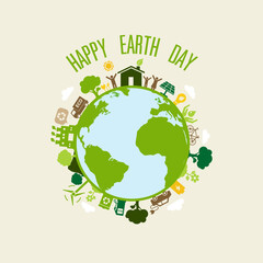 Green world ecology concept ,Flat design save the earth. vector Background