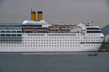 Luxury classic cruiseship cruise ship liner Romantica docked in port of Heraklion, Crete in Greece...