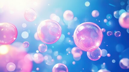 A colorful representation of DNA with floating pink bubbles on a blue background, symbolizing genetic breakthroughs