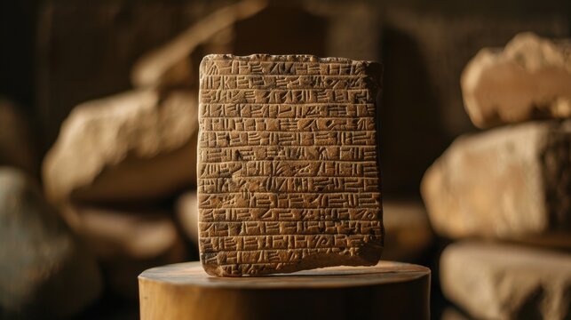 Ancient mesopotamian clay tablet with cuneiform script
