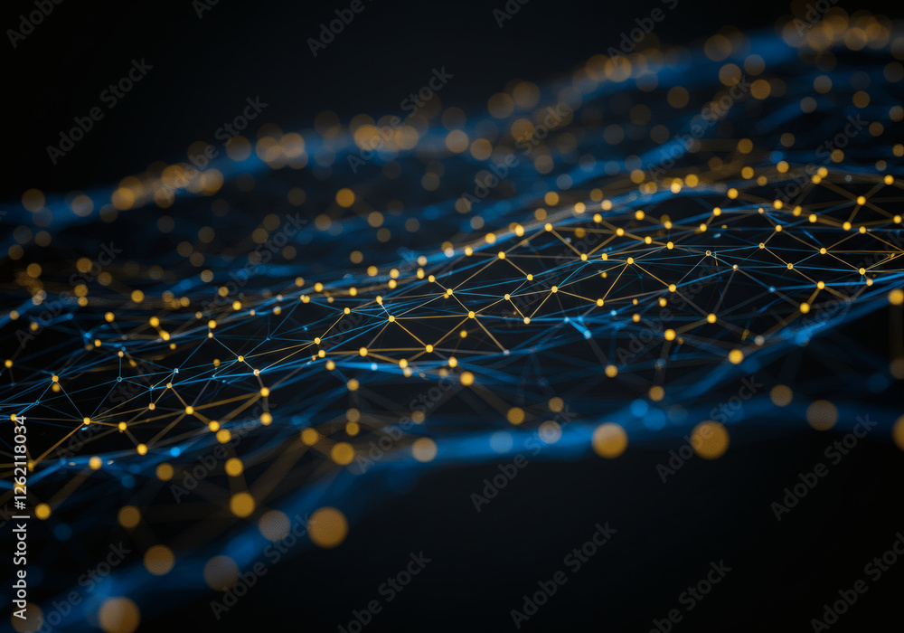 Poster abstract neural network, glowing connections, generative ai image