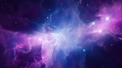 Obraz premium Vibrant cosmic nebula with purple and blue hues in deep space