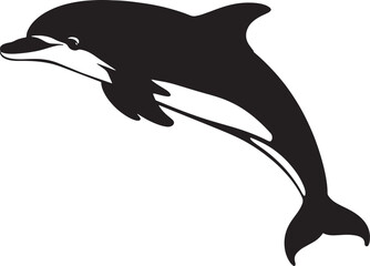 Black silhouette of a dolphin vector art design