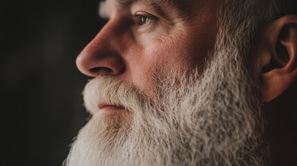 Obraz premium Portrait of a mature man with a gray beard, showcasing natural beauty and wisdom, perfect for lifestyle, health, and aging-related content.