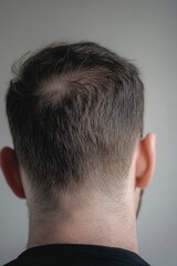 Obraz premium Mens Short Hairstyle Back View with Thinning Hair and Fade Cut for Modern Grooming Trends