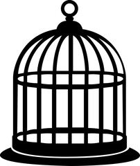Bird cage icon.Set of closed empty bird cage silhouette icon vector illustration design.Metal animal transport hanging prison cages. Depicted without birds symbol of freedom and space.
