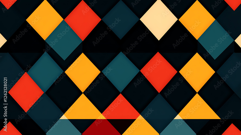 Aufkleber geometric abstract diamond pattern design with vibrant colors retro style and dark background