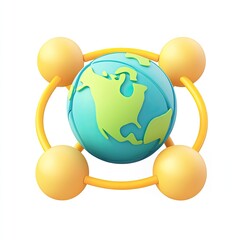 Global network connection, interconnected earth, 3D illustration, communication