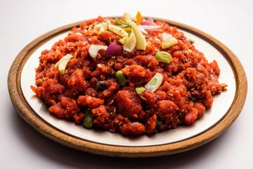 South Asian style of meatless curry with peppers, onions, cashews and other ingredients that add color and depth to the taste.