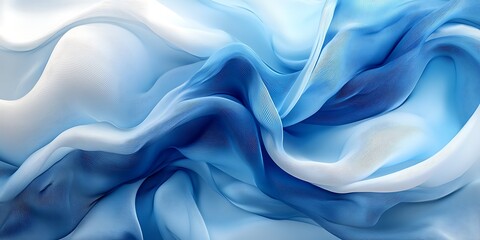 Fototapeta premium Blue silk fabric waves, abstract background. Design texture