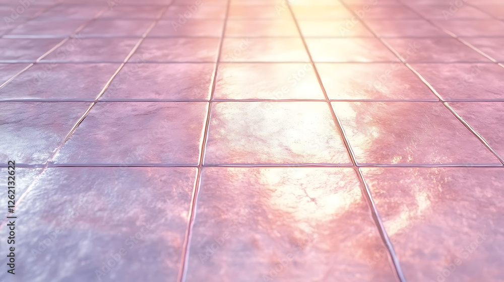 Poster gleaming rectangular floor tiles reflecting soft light creates an elegant aesthetic surface view
