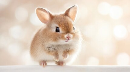 Obraz premium Cute bunny rabbit sitting, bokeh background, pet, springtime