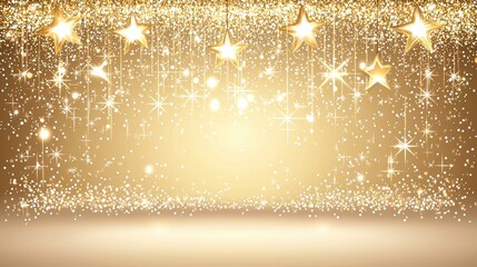 Celebratory gold star decorations festive event digital background sparkling lights artistic perspective joyful concept