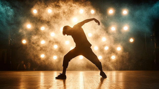 dynamic breakdancer poised in motion, showcasing skill and energy