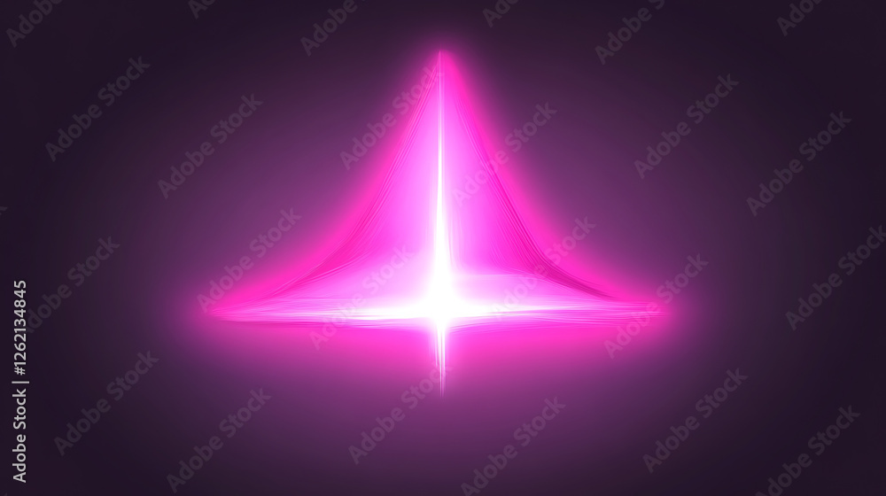 Poster glowing pink starburst light effect creating a futuristic design element on deep purple background