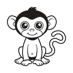 Obraz premium Vector illustration of monkey isolated on white background. Coloring book.