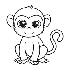 Vector illustration of monkey isolated on white background. Coloring book.