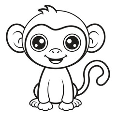 Obraz premium Vector illustration of monkey isolated on white background. Coloring book.