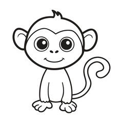 Fototapeta premium Vector illustration of monkey isolated on white background. Coloring book.