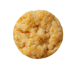 A yellow and white cookie with a crumbly texture