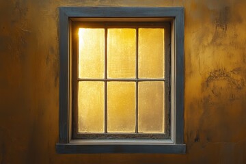 Obraz premium Light shining through a six pane window on yellow wall