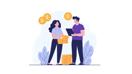 A young couple reviewing their savings and investment portfolio together