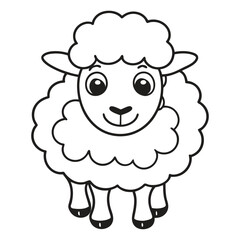 Vector illustration of sheep isolated on white background. For kids coloring book.