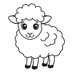 Vector illustration of sheep isolated on white background. For kids coloring book.