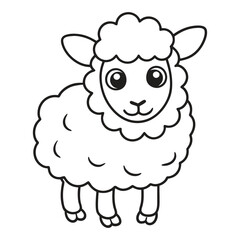Vector illustration of sheep isolated on white background. For kids coloring book.