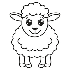 Vector illustration of sheep isolated on white background. For kids coloring book.