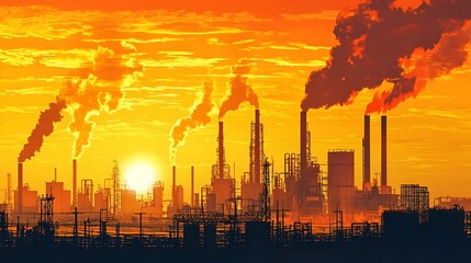 solar power plant on sunset