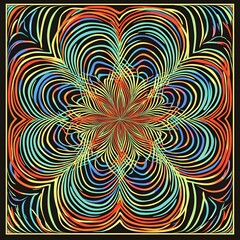 Mesmerizing Psychedelic Fractal Pattern with Vibrant Swirling Colors and Intricate Geometry