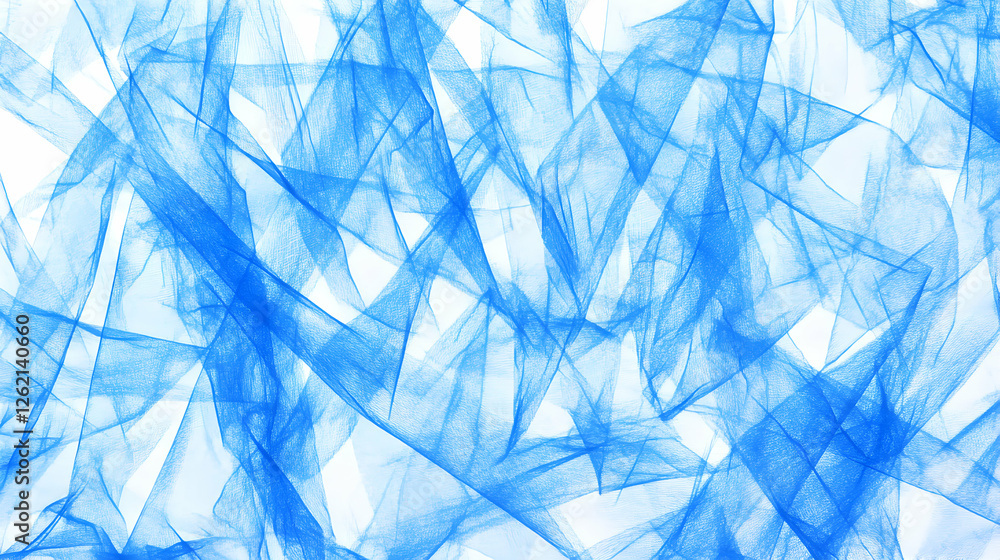Poster abstract blue tulle fabric texture, overlapping layers creating a translucent, ethereal effect. idea