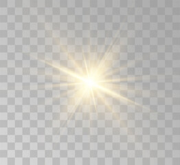 Transparent yellow sunlight special lens flash light effect. Front solar flare lenses	