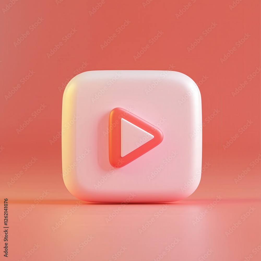 Poster a 3d render presents a play button icon symbolizing entertainment and digital media the vibrant cora