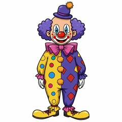 Colorful cartoon clown illustration.