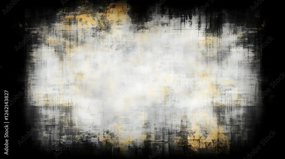 Poster grunge canvas with abstract white and gold splash texture for backgrounds and artistic design