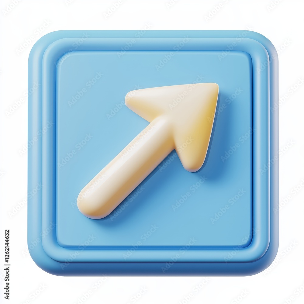 Poster upward directional indicator on blue square a stylized upward directional cue iconographic symbolizi
