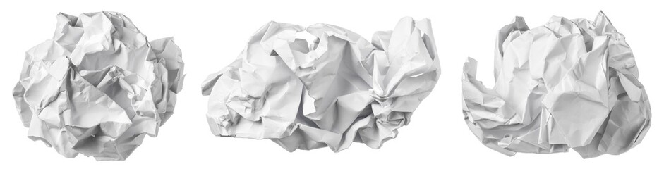 White crumpled paper ball isolated on white background